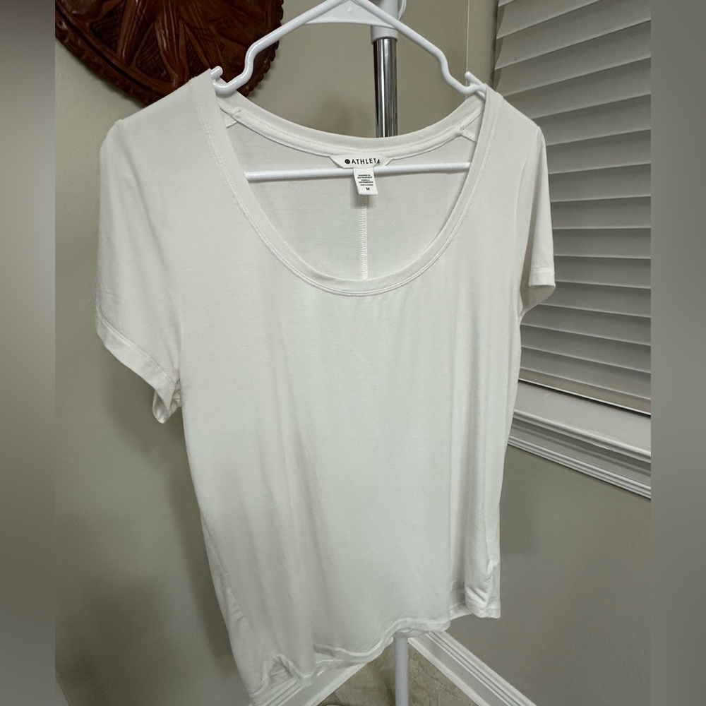 Athleta White Short Sleeve Tee, Round Neck, M